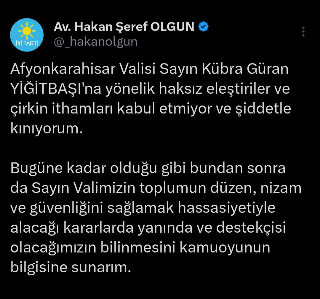 Afyonkarahisar Valisi Kübra Güran Yiğitbaşı'na Yönelik Eleştirilere Tepki