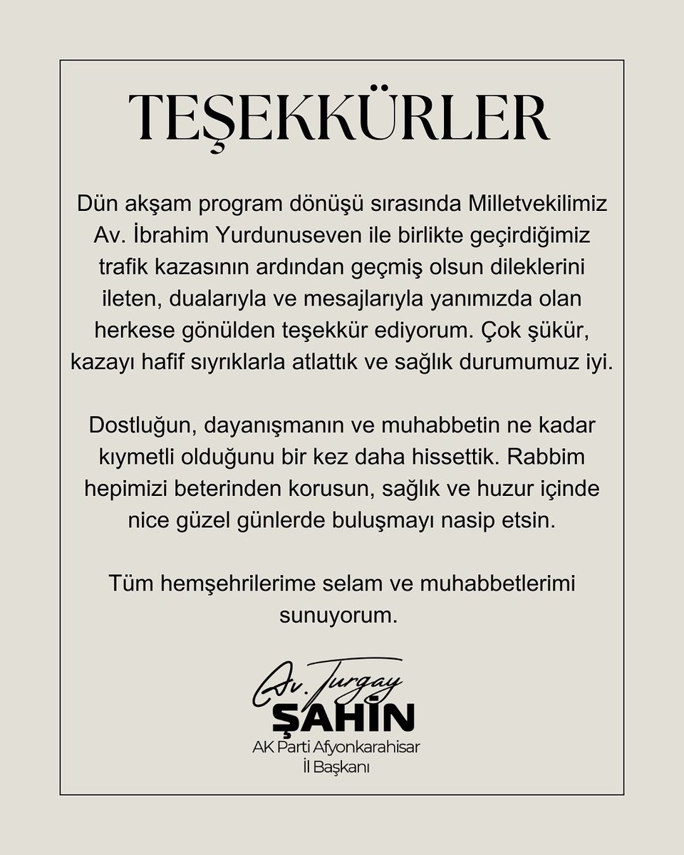 Ak Parti Afyonkarahisar İl Başkanı ve Milletvekili Trafik Kazasını Hafif Atlattı