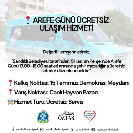 Sandıklı'da Arefe'de Ücretsiz Mezarlık Servisi Başlıyor