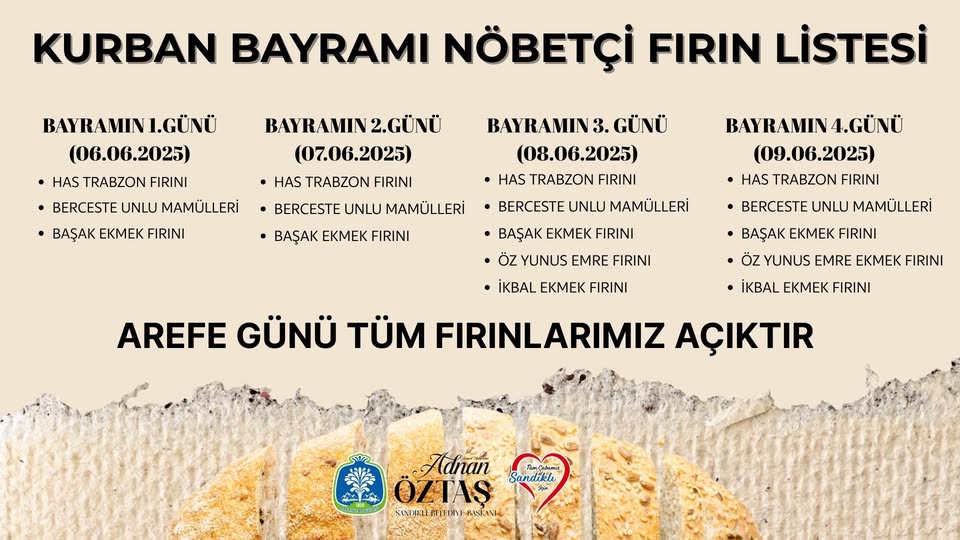 Sandıklı'da Kurban Bayramı'nda Ekmek İhtiyacı İçin Nöbetçi Fırınlar Açık