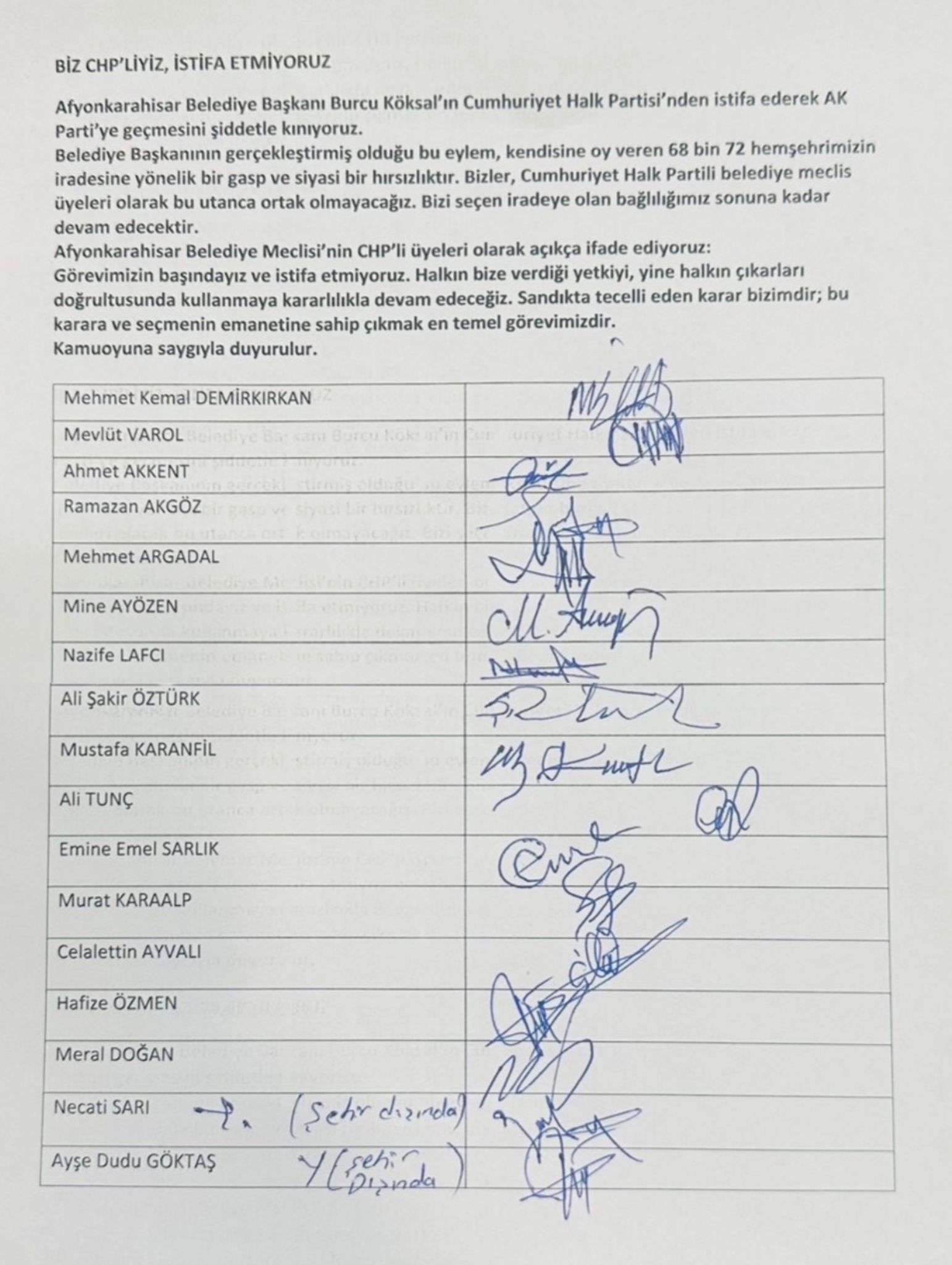 CHP'li Meclis Üyelerinden İstifa Etmeme Kararı