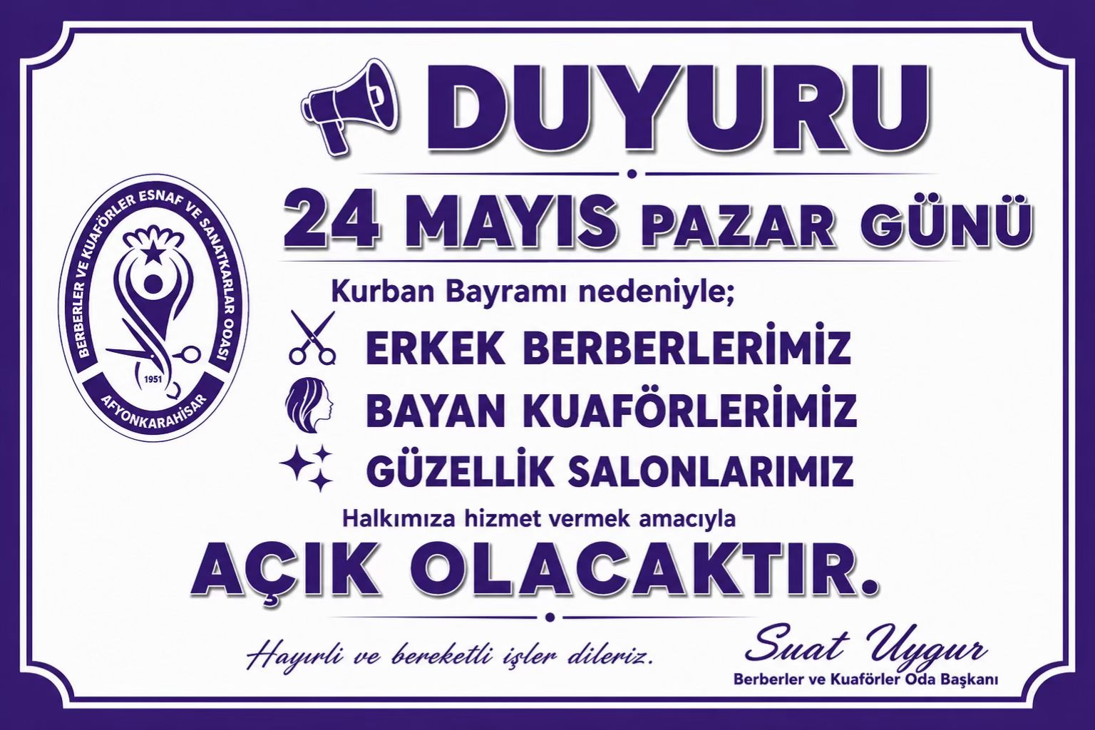 Bayram Öncesi Berber Kuaförler Açık Olacak