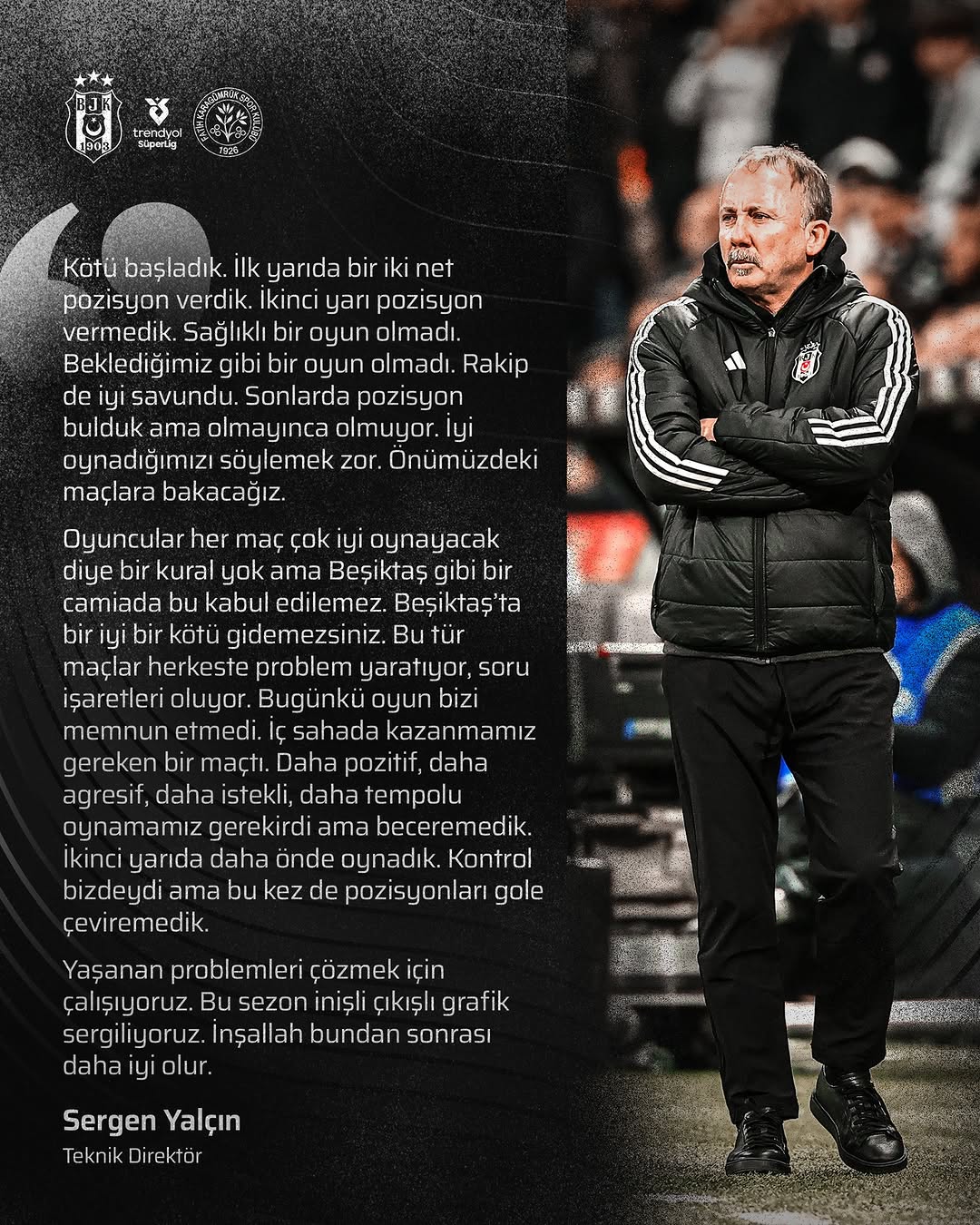 Sergen Yalçın'dan Fatih Karagümrük Maçı Değerlendirmesi