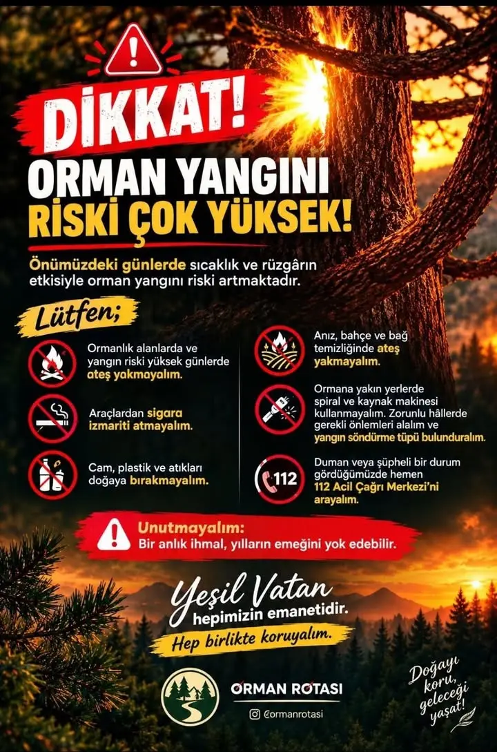 Dereçine Belediyesi'nden orman yangını uyarısı