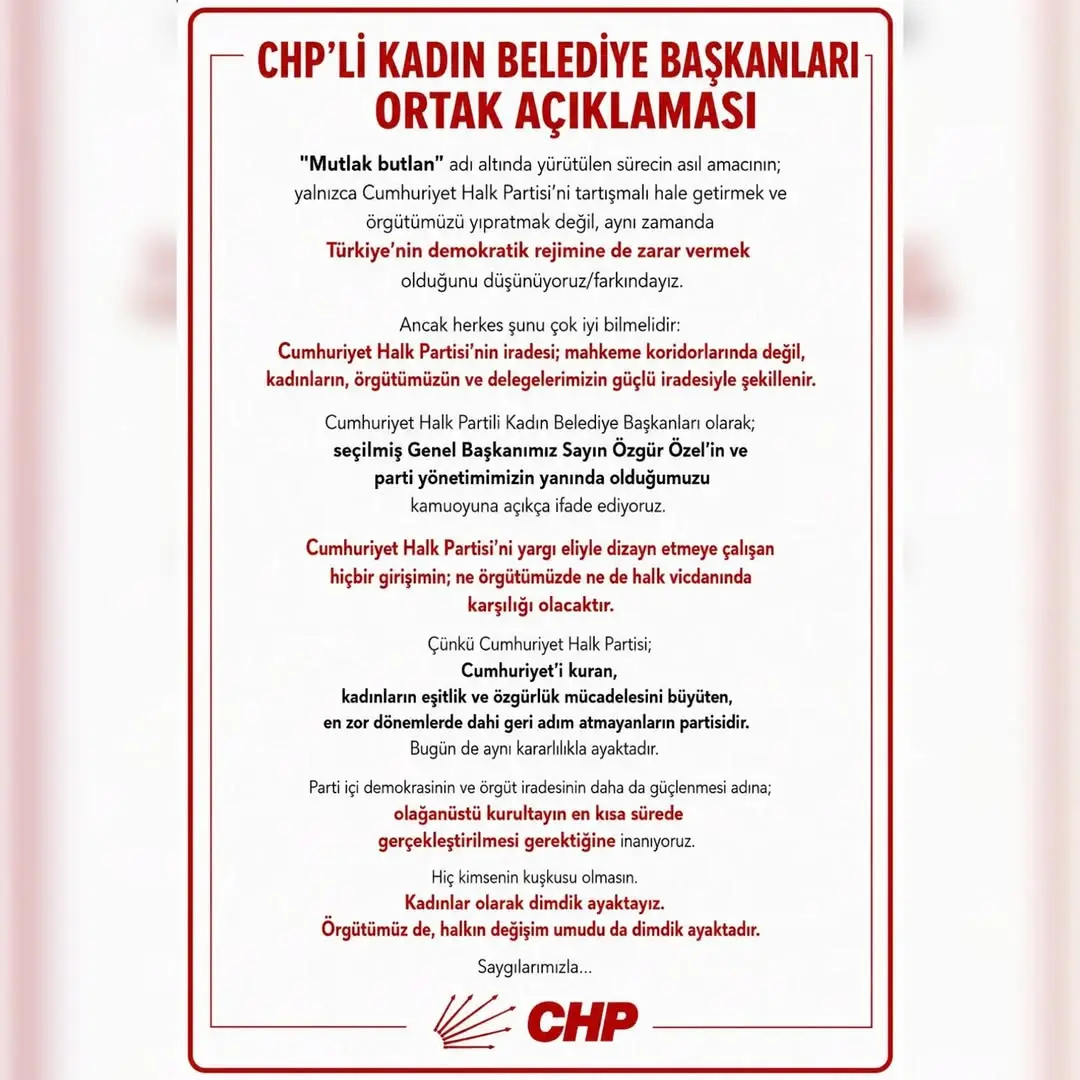 CHP'li Kadın Belediye Başkanları Ortak Açıklaması