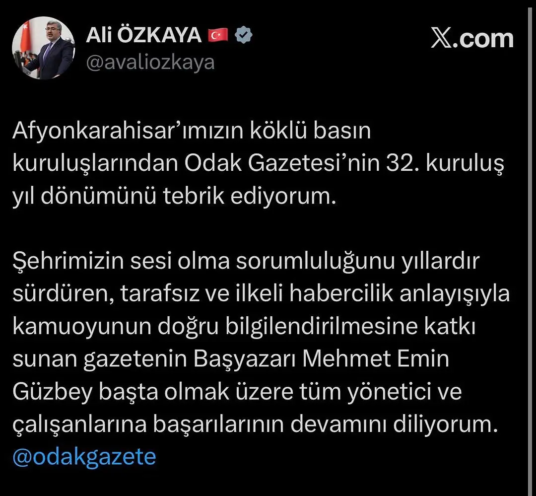 Afyonkarahisar’ın Köklü Basın Kuruluşu Odak Gazetesi'nin 32. Kuruluş Yıl Dönümü Kutlandı