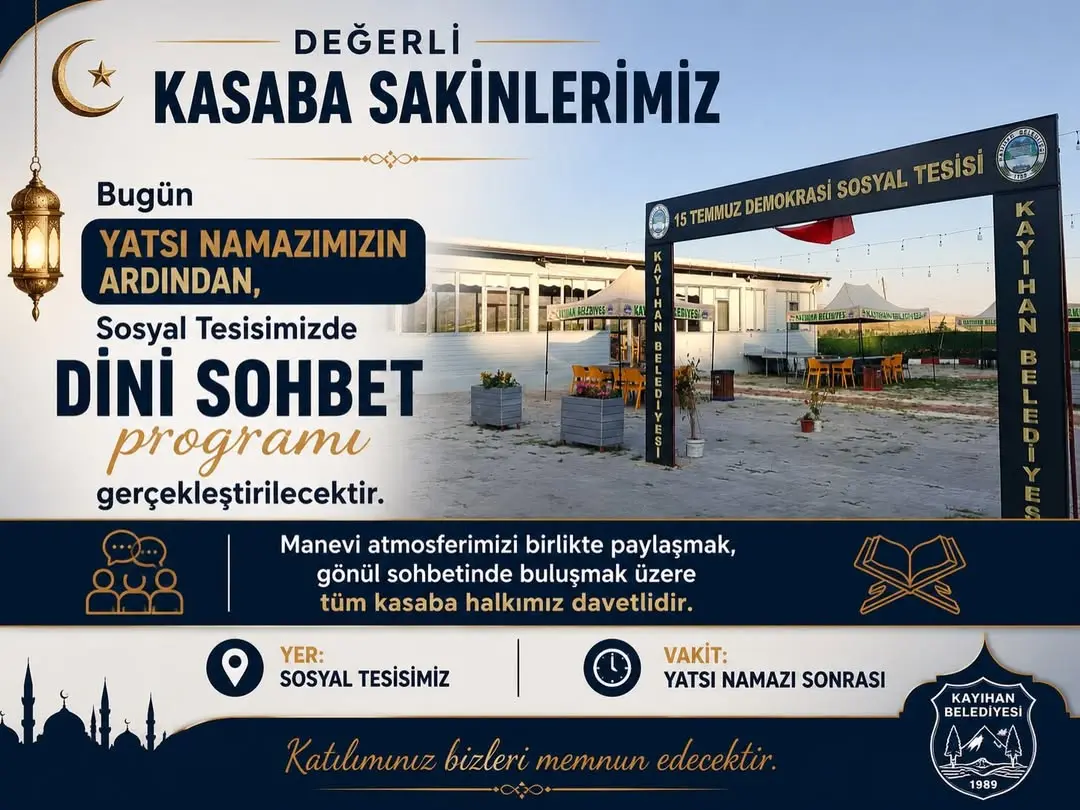Kayıhan Belediye Başkanı Mustafa Demiray'dan Önemli Duyuru