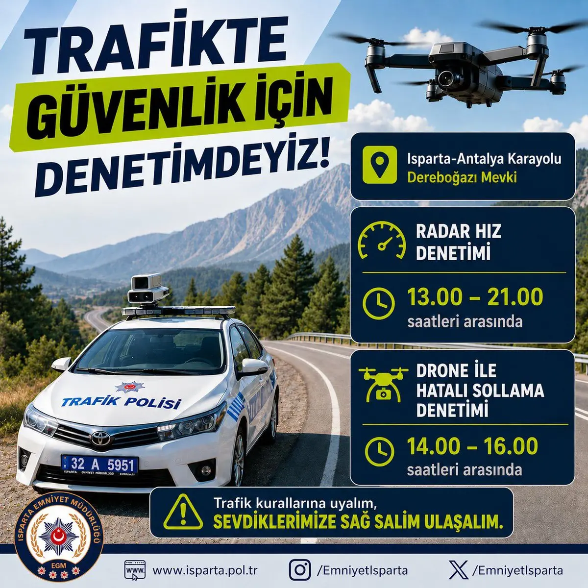 Isparta'da Trafik Denetimleri Yapılacak