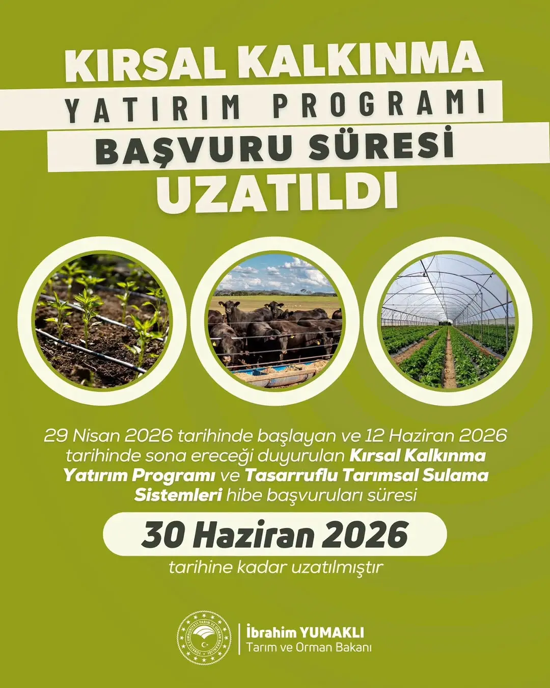 Kırsal Kalkınma Yatırım Programı Başvuru Süresi Uzatıldı