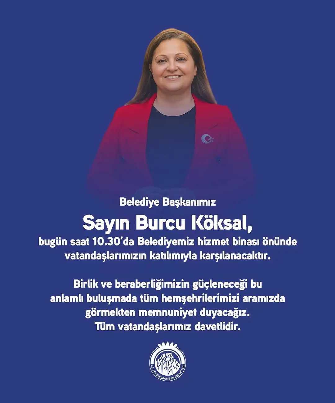 Afyonkarahisar Belediyesi Başkanı Burcu Köksal'ı Karşılıyor