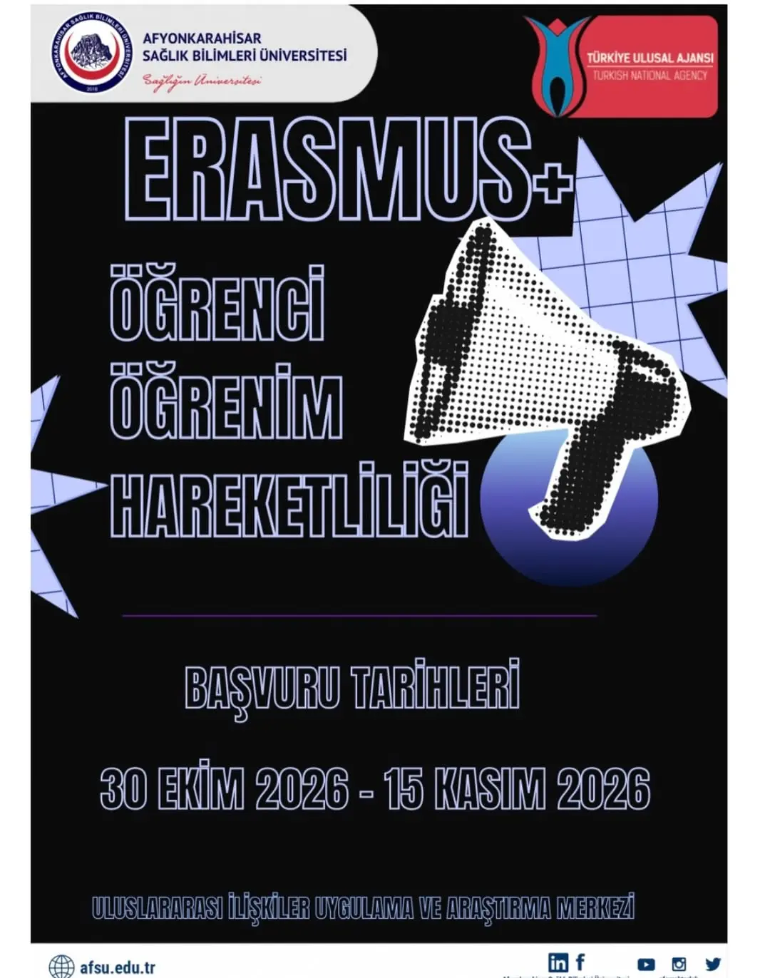 2026 – 2027 Akademik Yılı Erasmus+ Öğrenci Öğrenim Hareketliliği İlanı