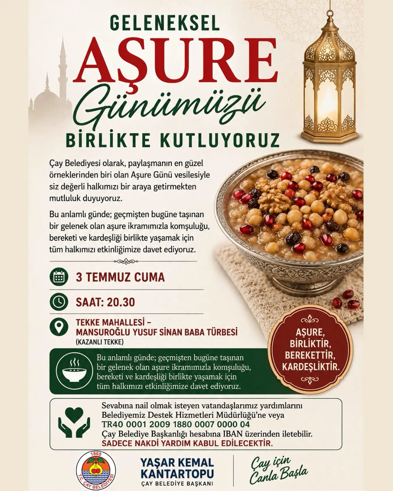 Aşure Günü Programı 3 Temmuz'da Gerçekleşecek