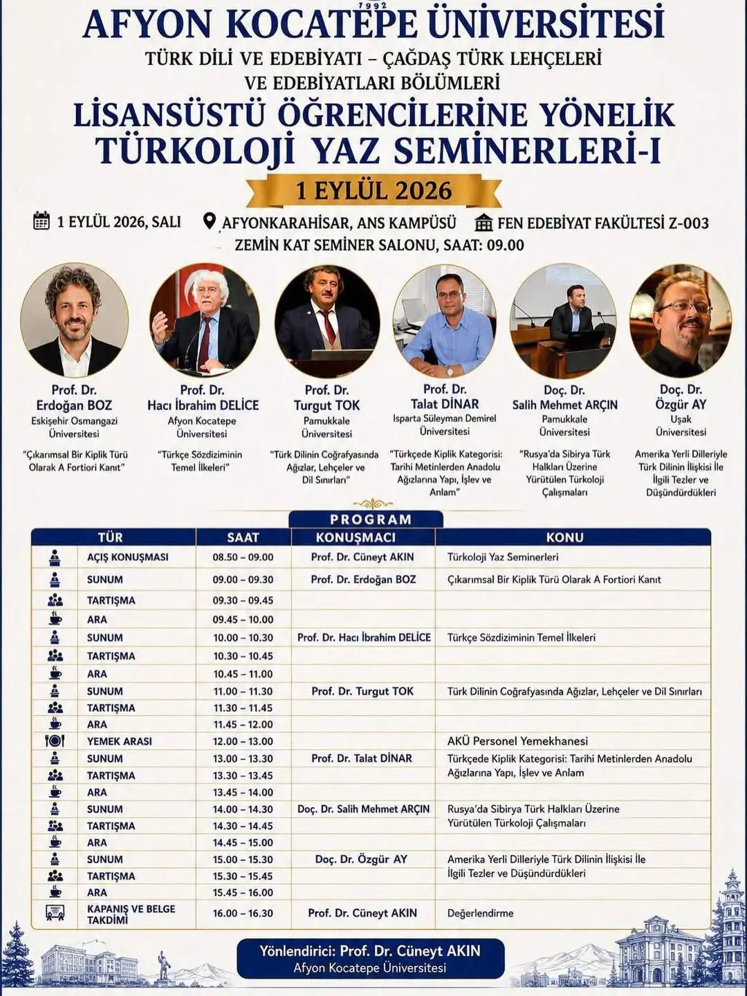 Afyon Kocatepe Üniversitesi'nde Bugün: Türkoloji Yaz Seminerleri-I