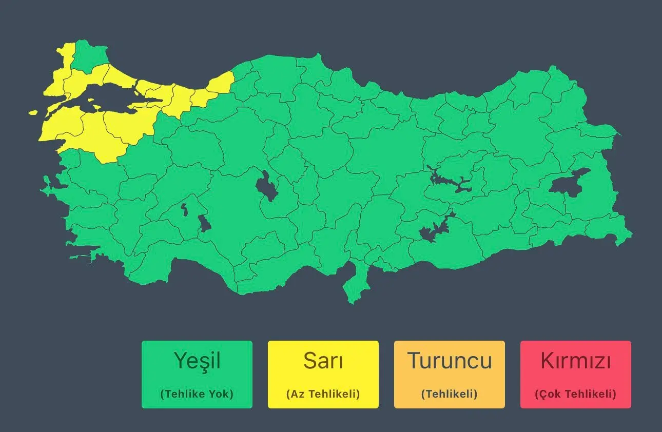 Marmara ve Batı Karadeniz'de yağış uyarısı