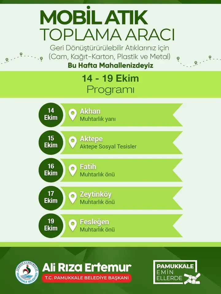 Denizli Pamukkale'de Mobil Atık Toplama Programı