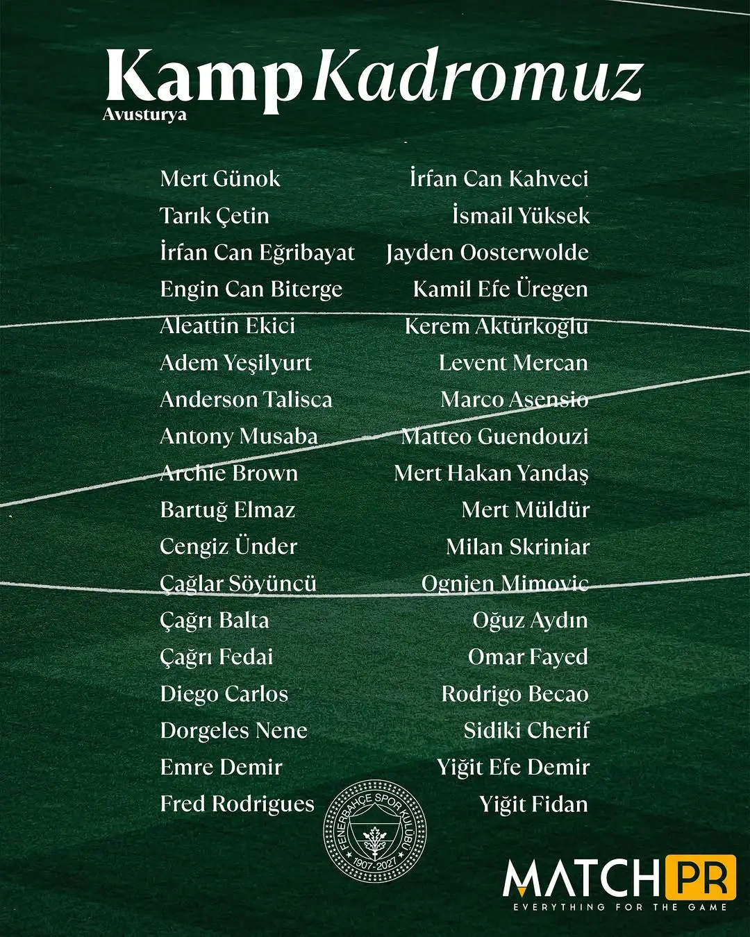 Fenerbahçe, Avusturya'da hazırlık kampı düzenleyecek