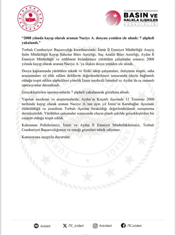 2008 Yılında Kayıp Olarak Aranan Naciye A'nın Cinayet Dosyası Yeniden Açıldı