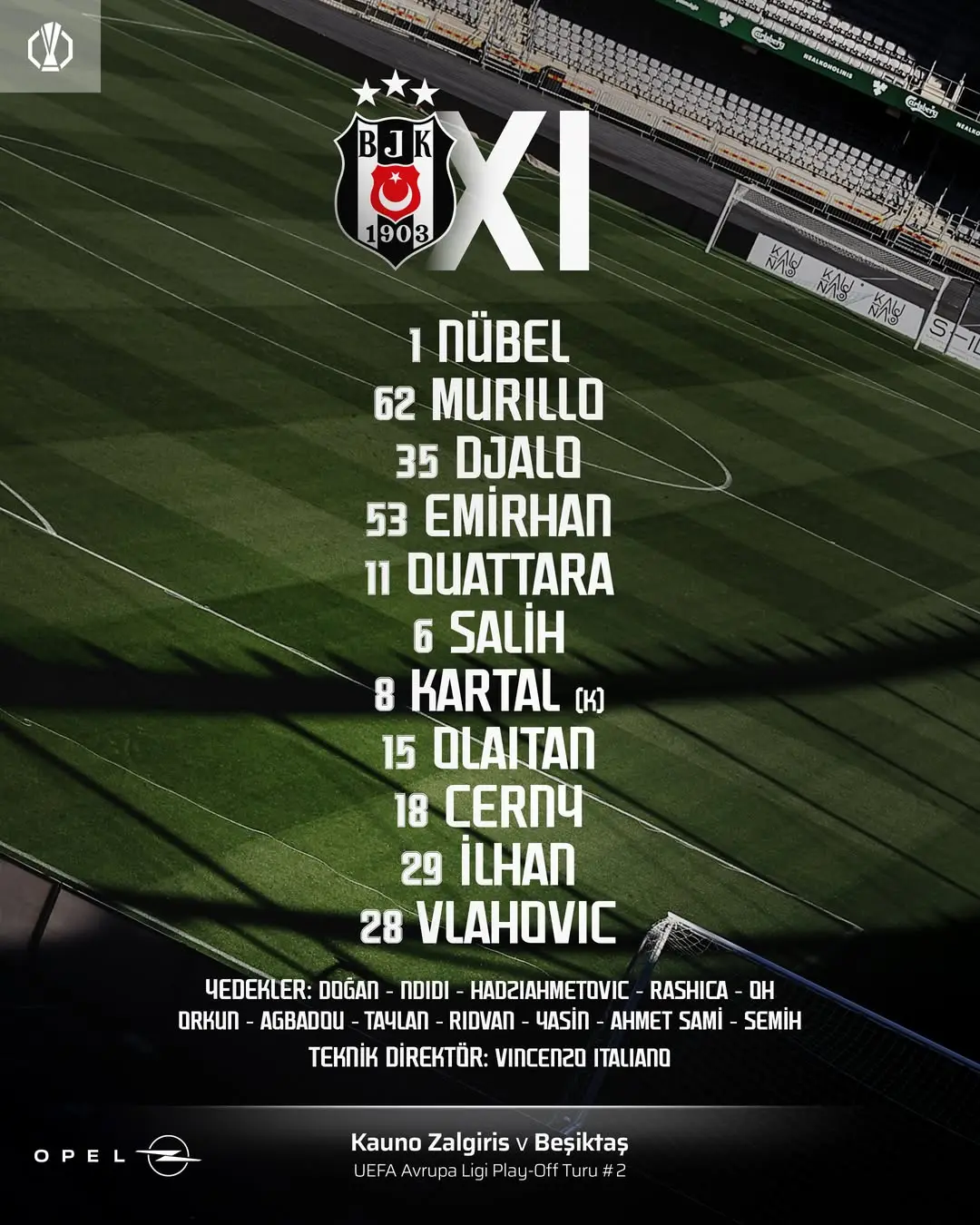 Beşiktaş'ın Kauno Zalgiris karşısındaki ilk 11'i belli oldu!