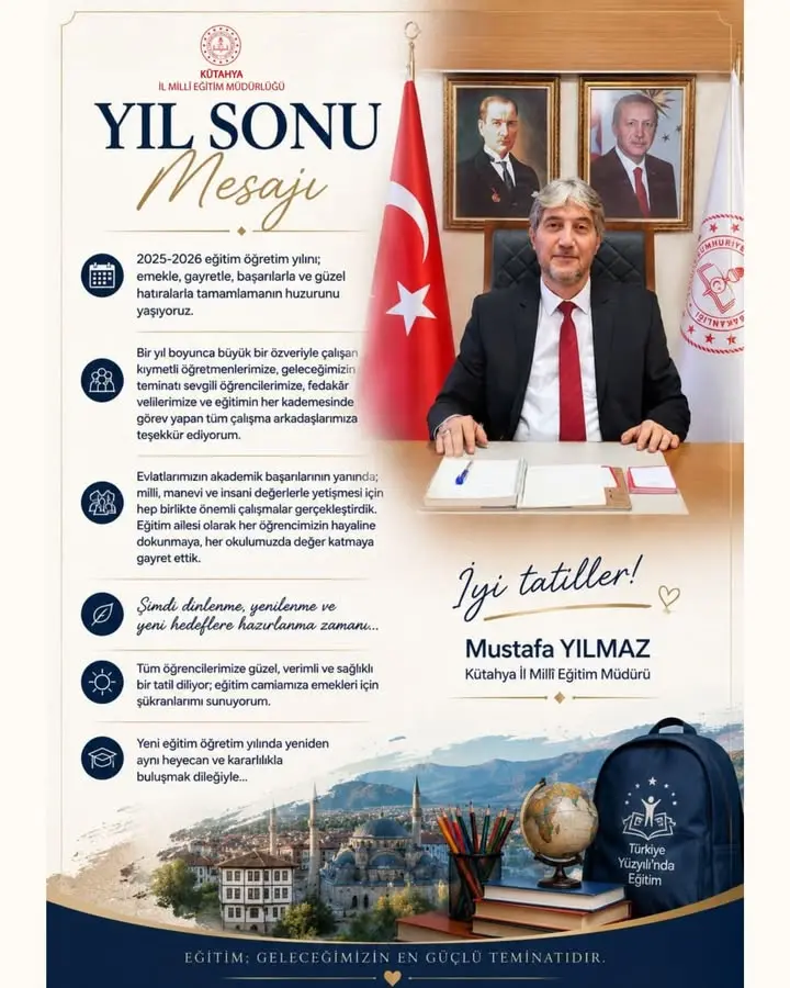 Kütahya İl Milli Eğitim Müdürü'nden tatil mesajı