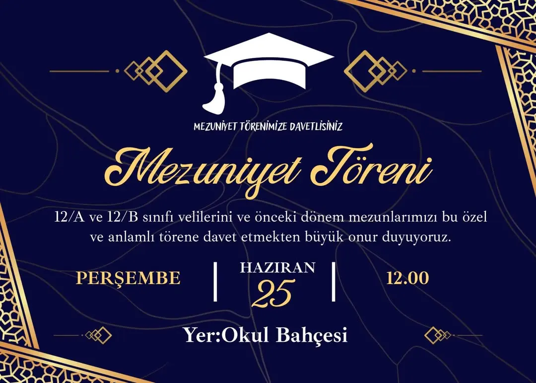 Döğer Anadolu Lisesi Mezuniyet Törenine Tüm Dostlarını Davet Ediyor 🎓