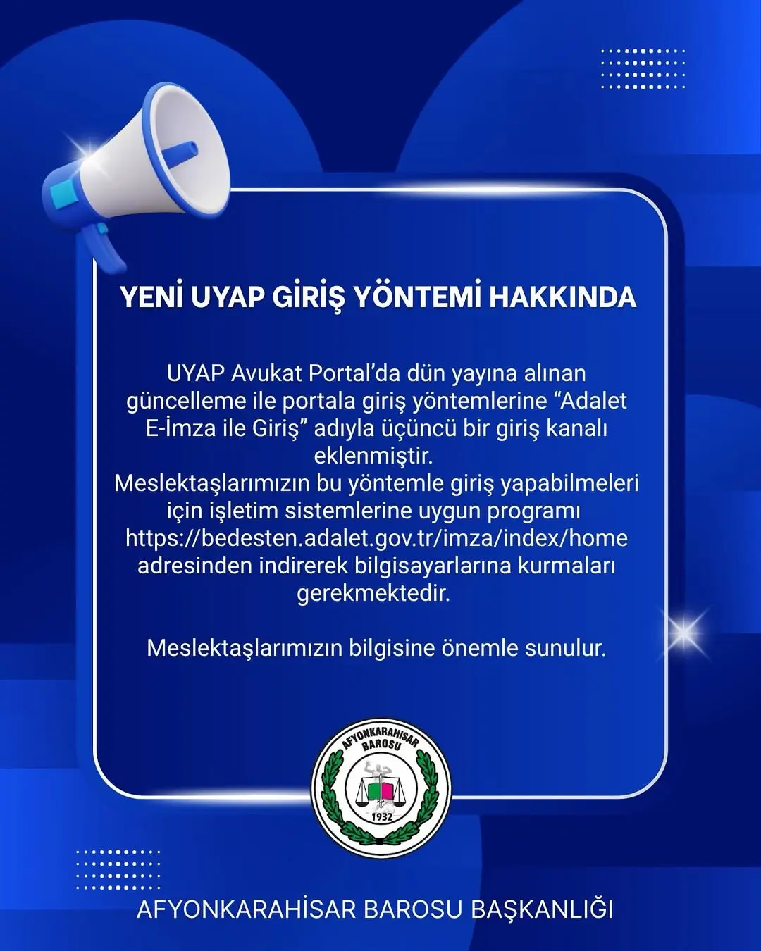 UYAP Avukat Portal’da Yeni Giriş Yöntemi: Adalet E-İmza ile Giriş