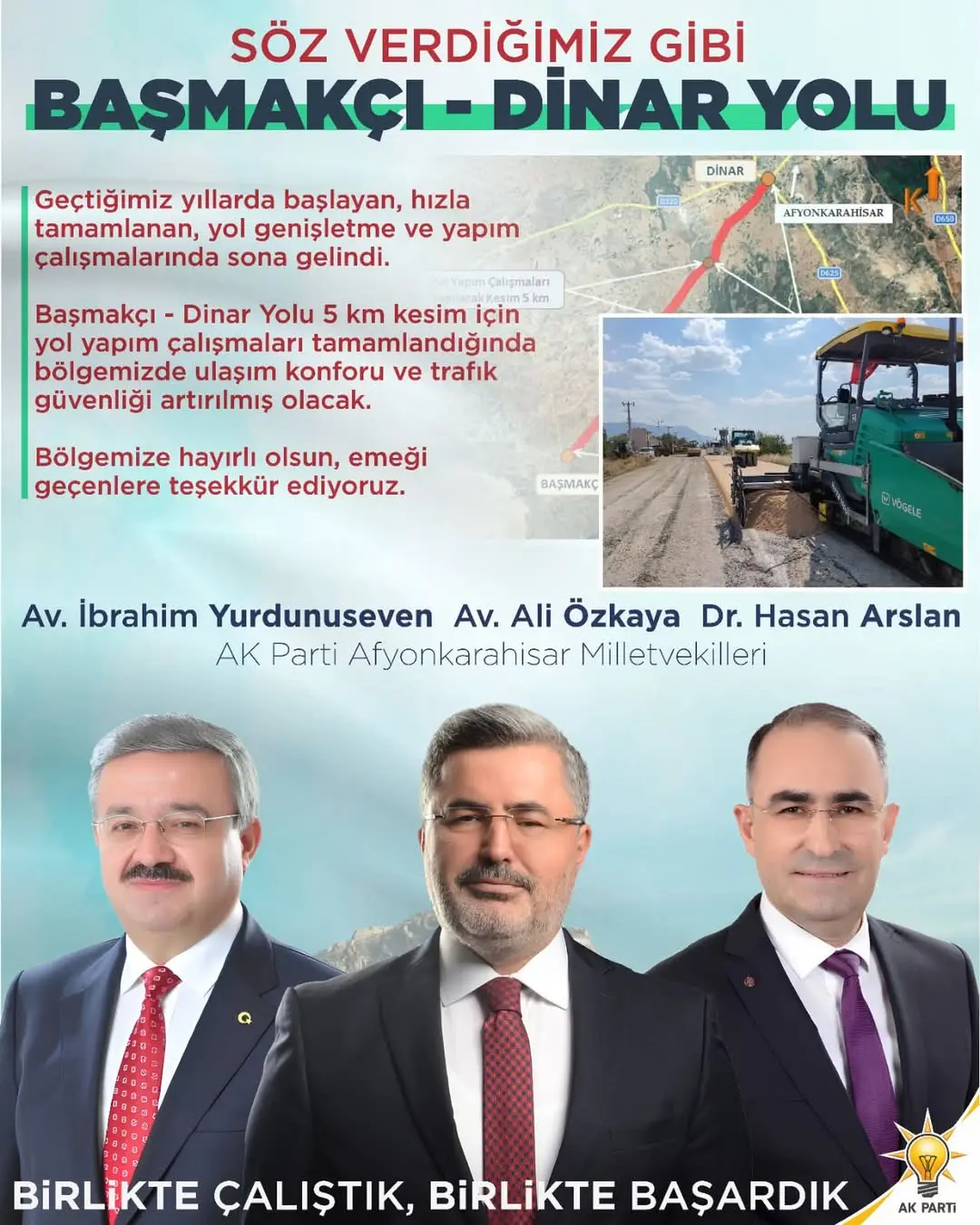 Ak Parti Afyonkarahisar Milletvekili Ali Özkaya: Başmakçı–Dinar Yolu Genişletme Çalışmaları Tamamlanıyor!