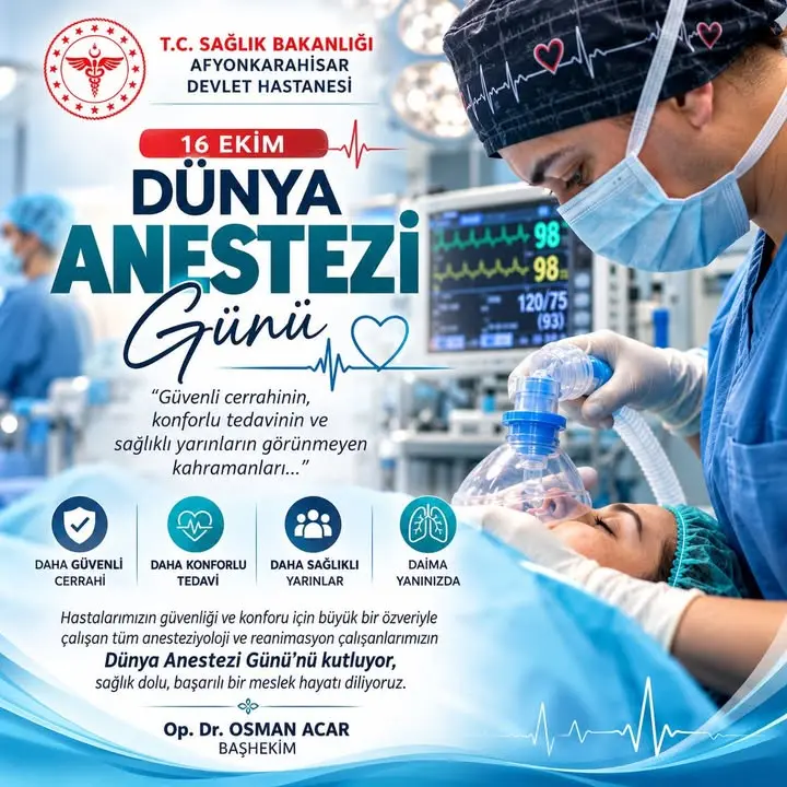 Afyonkarahisar Devlet Hastanesi'nden Anestezi Günü mesajı