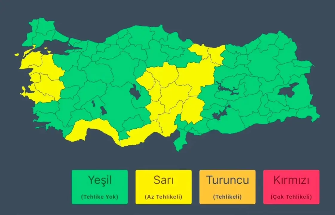Meteoroloji Genel Müdürlüğü'nden alınan son bilgilere göre