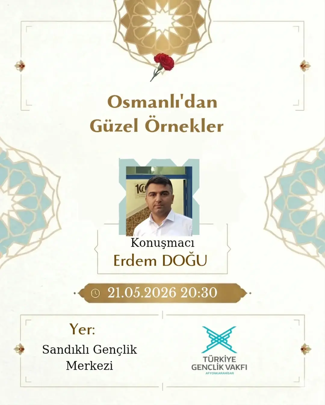 Konuşmacı Erdem DOĞU ile "Osmanlı’dan Güzel Örnekler" programımızda medeniyetimizin köklü mirasını...