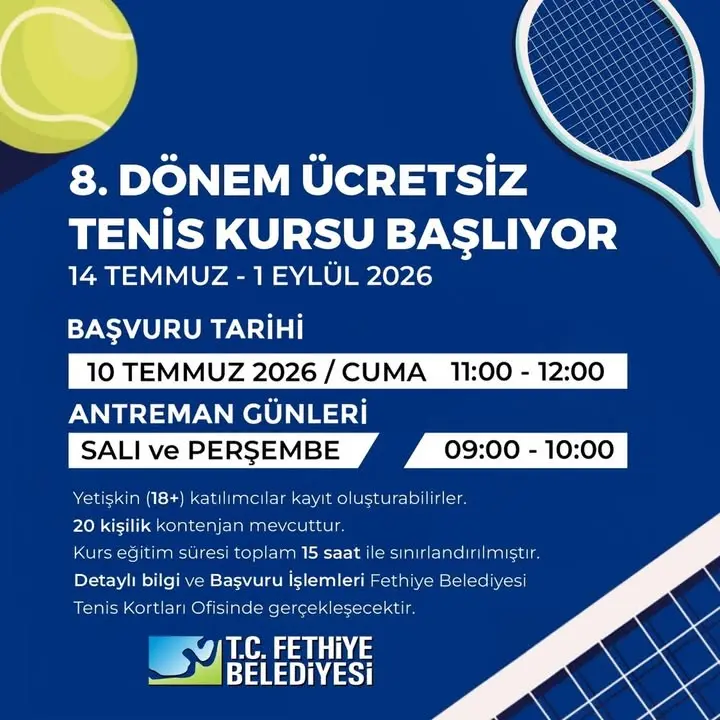 Fethibey Belediyesi'nden Ücretsiz Tenis Kursu Duyurusu