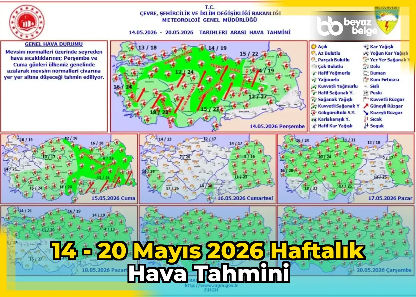 14 - 20 Mayıs 2026 Haftalık Hava Tahmini