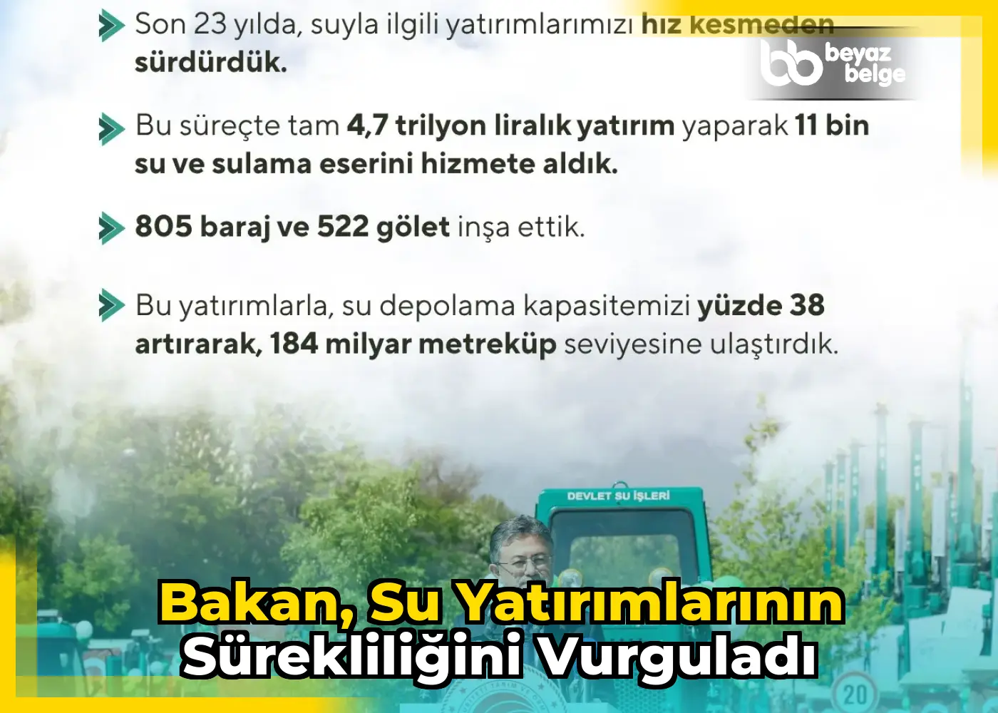 Bakan, Su Yatırımlarının Sürekliliğini Vurguladı