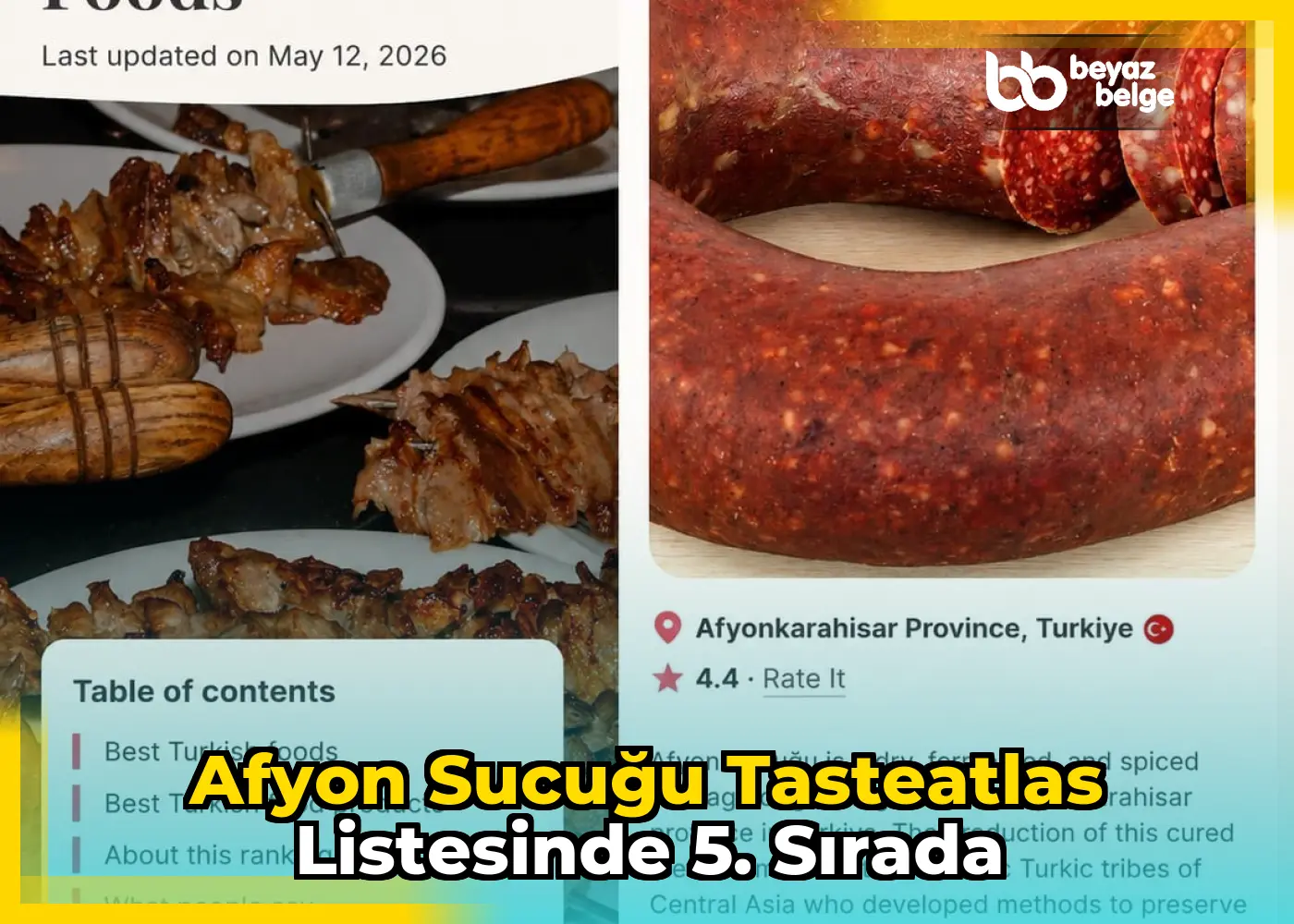 Afyon Sucuğu TasteAtlas Listesinde 5. Sırada