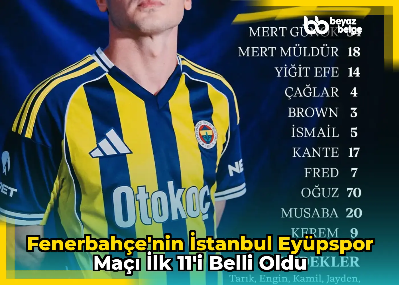 Fenerbahçe'nin İstanbul Eyüpspor Maçı İlk 11'i Belli Oldu