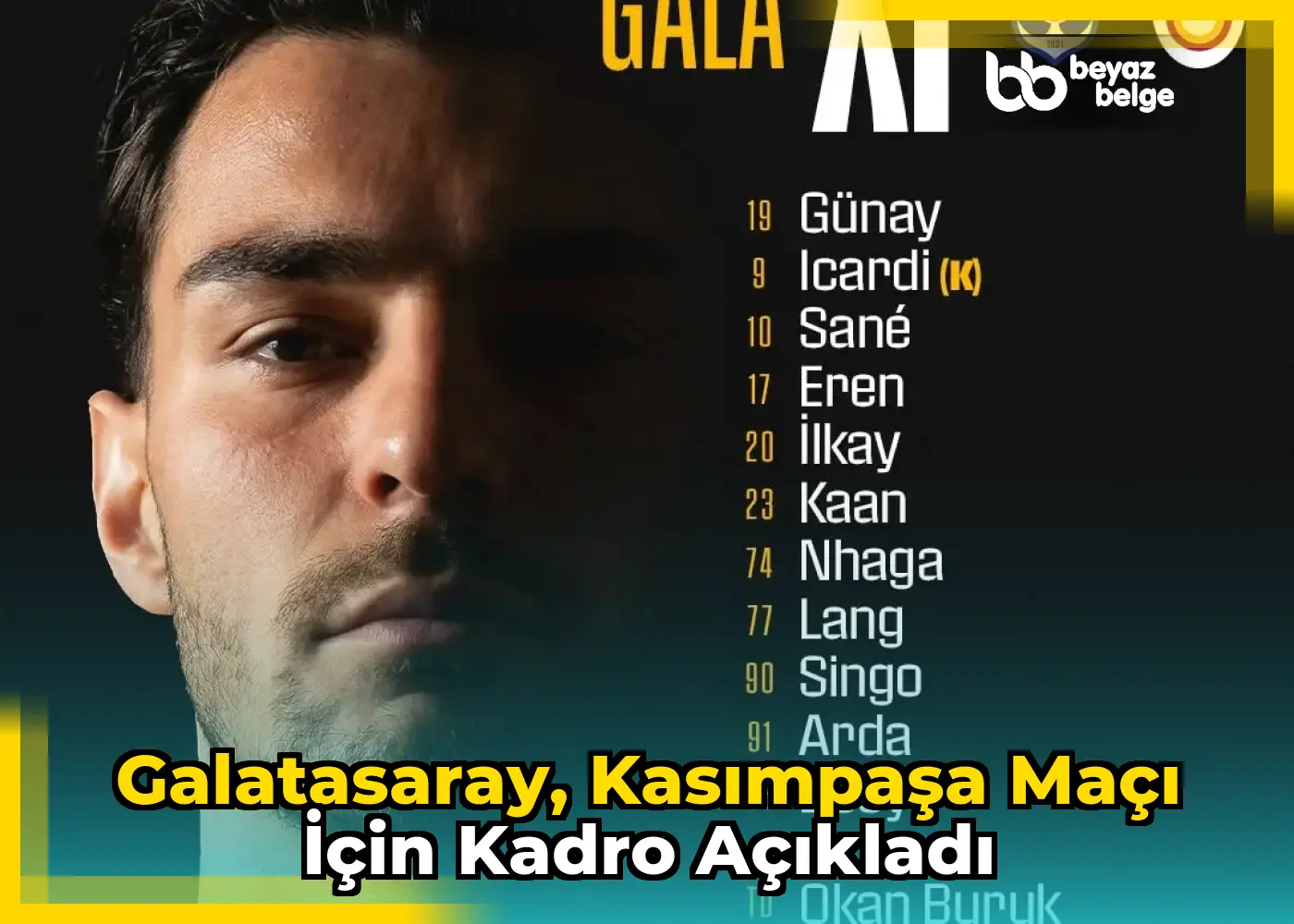 Galatasaray, Kasımpaşa Maçı İçin Kadro Açıkladı