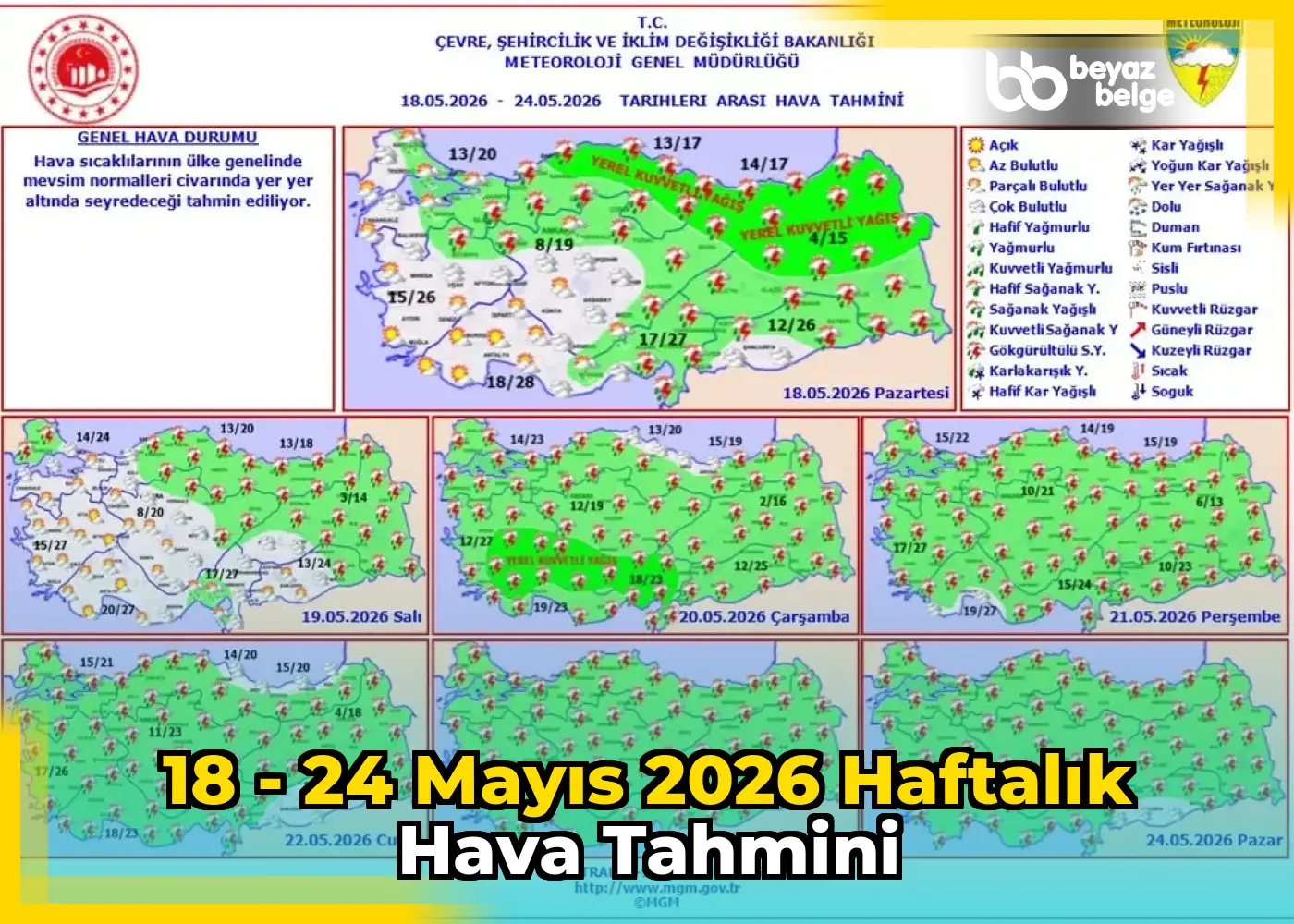 18 - 24 Mayıs 2026 Haftalık Hava Tahmini