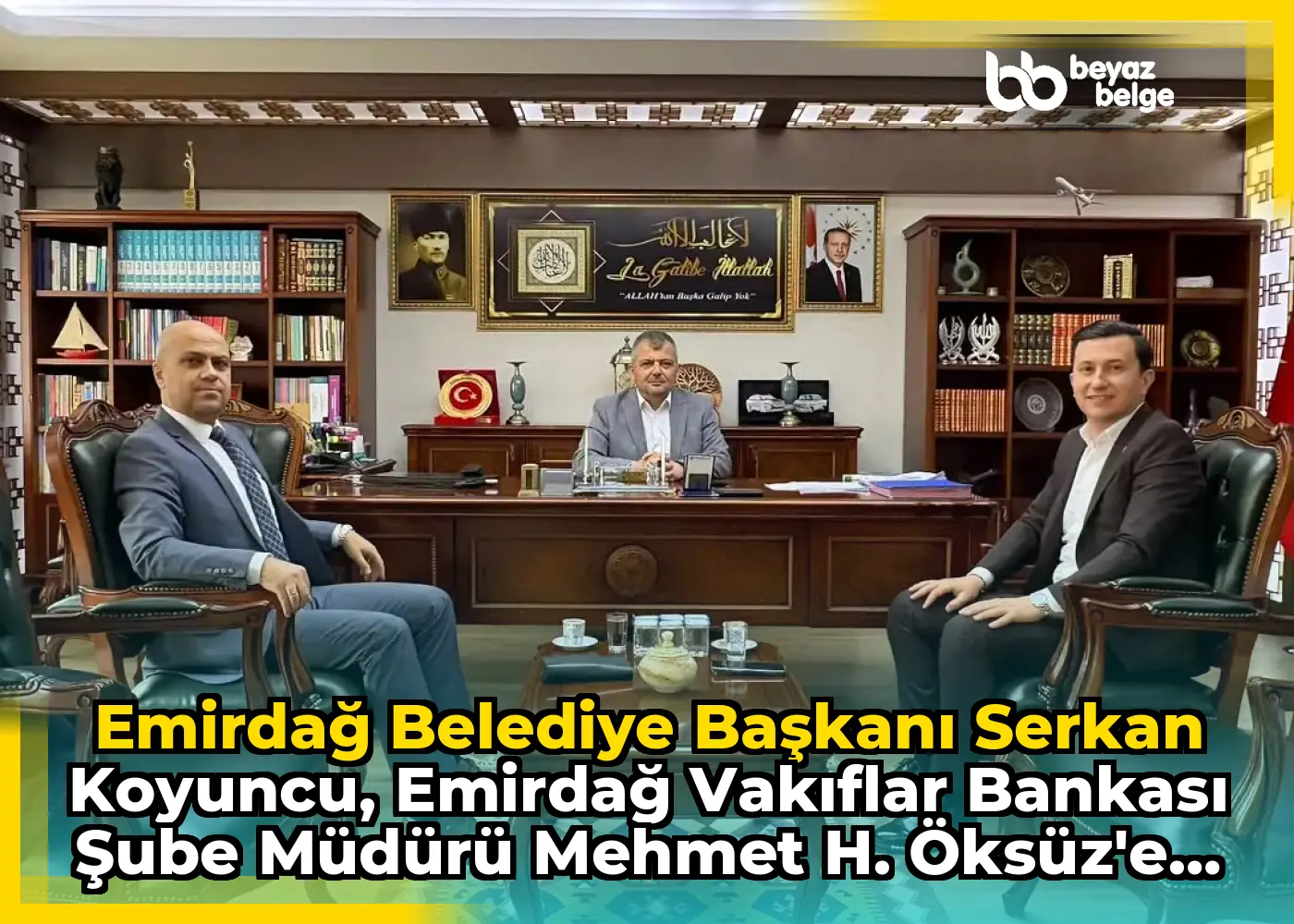 Emirdağ Belediye Başkanı Serkan Koyuncu, Emirdağ Vakıflar Bankası Şube Müdürü Mehmet H. Öksüz'e Teşekkür Etti