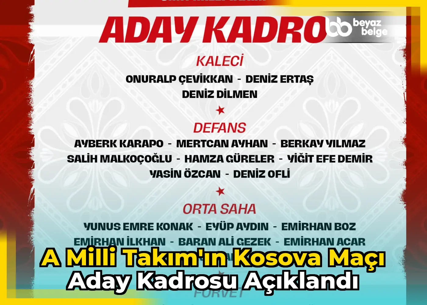 A Milli Takım'ın Kosova maçı aday kadrosu açıklandı