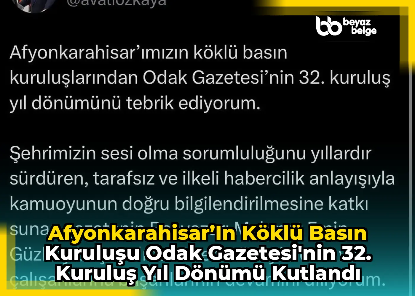 Afyonkarahisar’ın Köklü Basın Kuruluşu Odak Gazetesi'nin 32. Kuruluş Yıl Dönümü Kutlandı