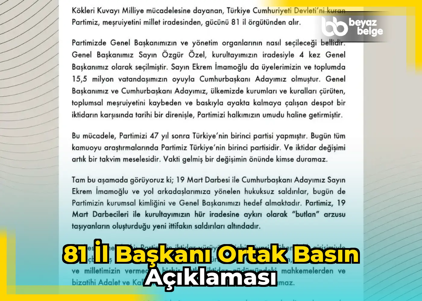 81 İl Başkanı Ortak Basın Açıklaması