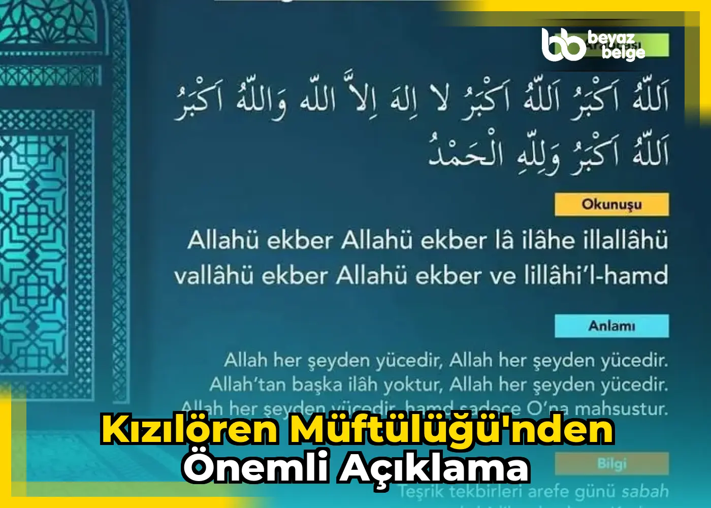 Kızılören Müftülüğü'nden Önemli Açıklama