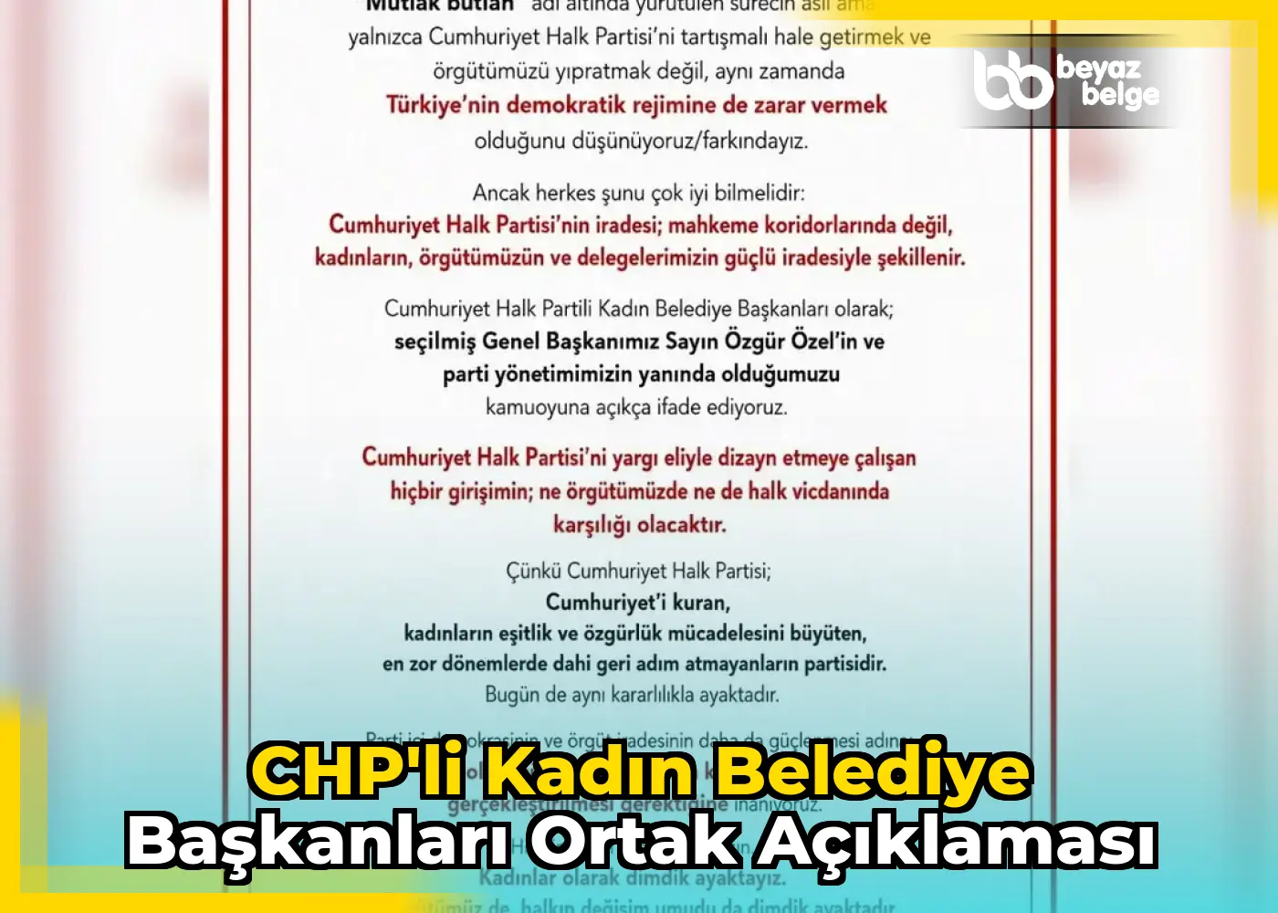 CHP'li Kadın Belediye Başkanları Ortak Açıklaması