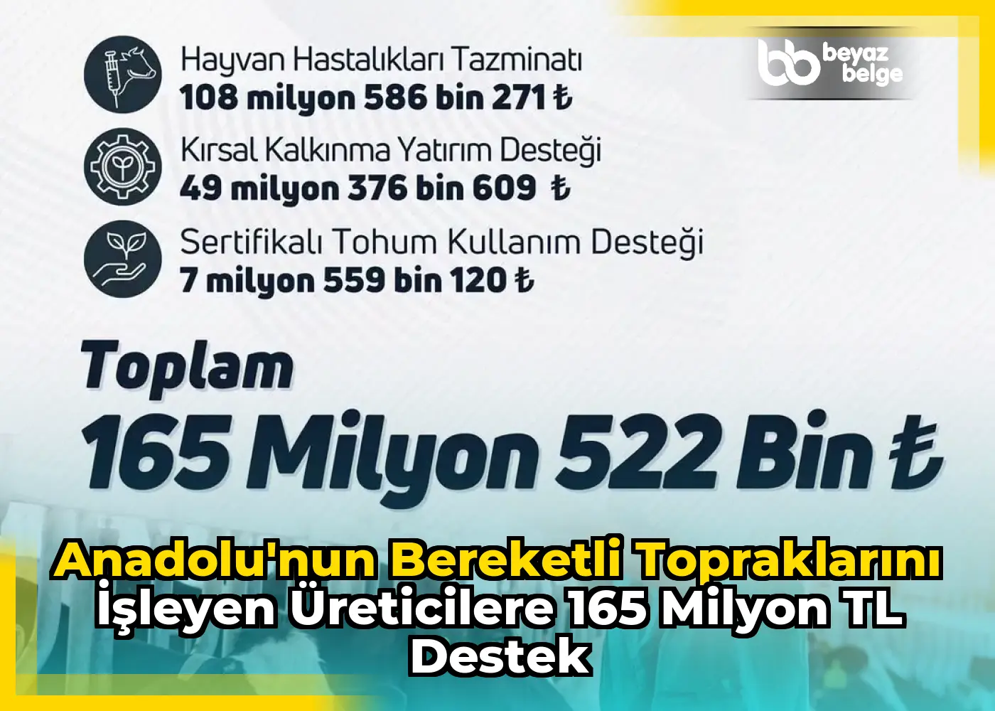 Anadolu'nun Bereketli Topraklarını İşleyen Üreticilere 165 Milyon TL Destek