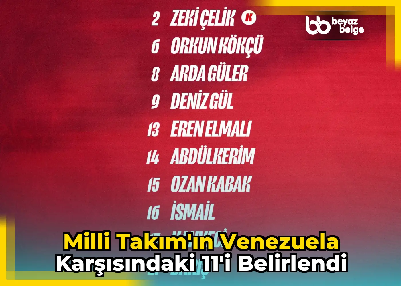 Milli Takım'ın Venezuela karşısındaki 11'i belirlendi