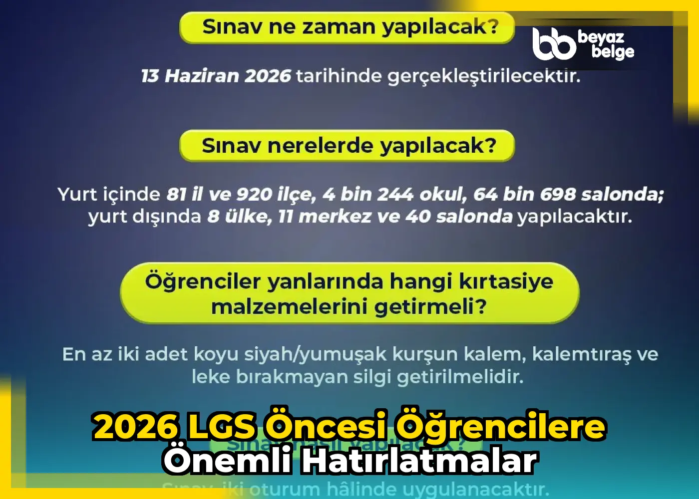 2026 LGS öncesi öğrencilere önemli hatırlatmalar