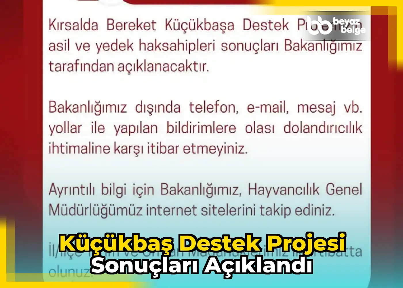Küçükbaş Destek Projesi sonuçları açıklandı