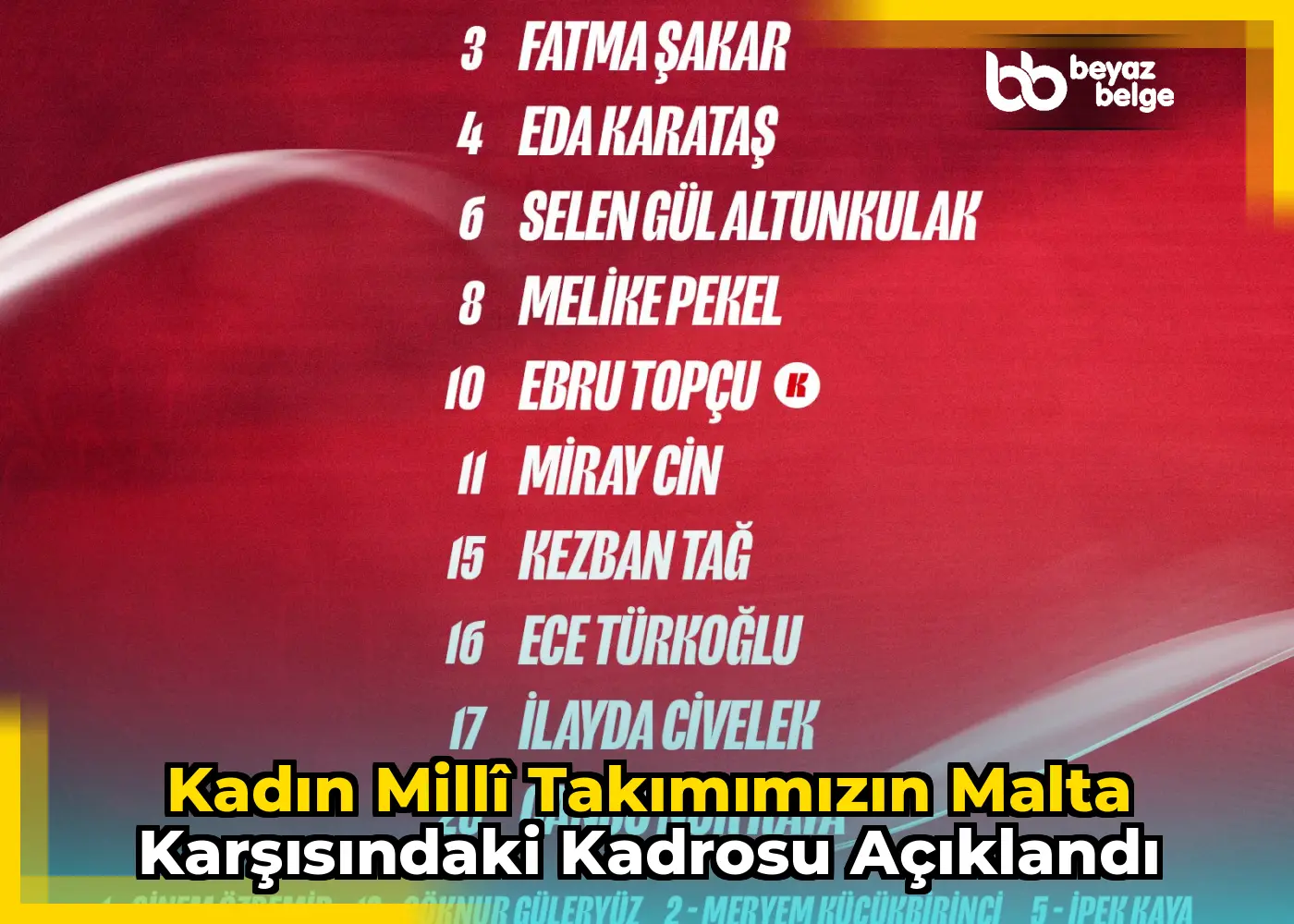 Kadın Millî Takımımızın Malta karşısındaki kadrosu açıklandı