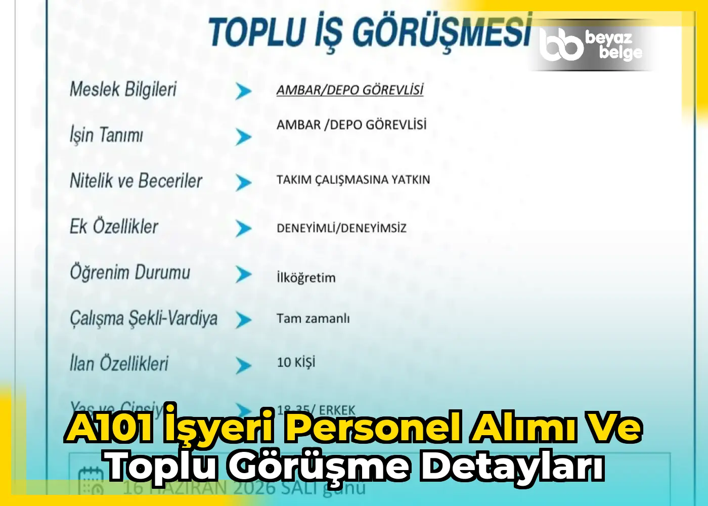 A101 İşyeri Personel Alımı ve Toplu Görüşme Detayları