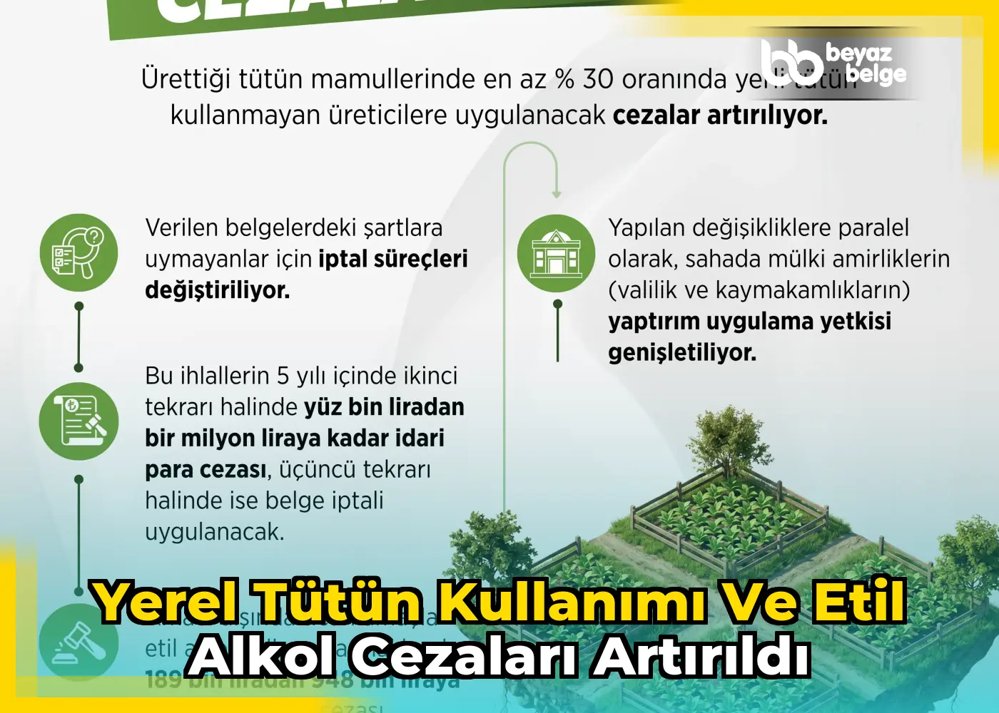 Yerel tütün kullanımı ve etil alkol cezaları artırıldı