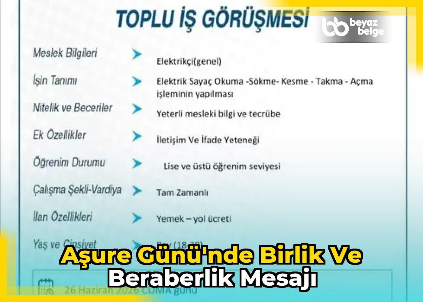 Aşure Günü'nde birlik ve beraberlik mesajı